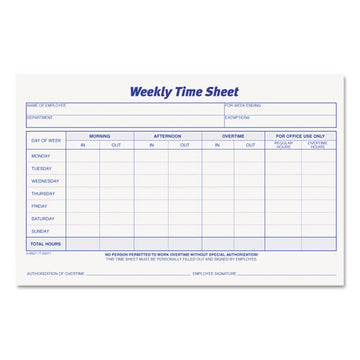 TOPS™ Weekly Time Sheets, 5.5 X 8.5, 1-page, 50 Forms-pad, 2 Pads-pack freeshipping - TVN Wholesale